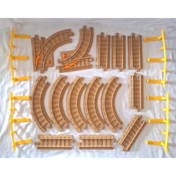 Geotrax Other - Geotrax Train Track Set Switches & Yellow Guardrails 18 Lot Railroad